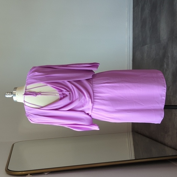 Halston Heritage Drape Back Tulip Split Sleeve Chiffon Dress Purple 6 party - Picture 4 of 13
